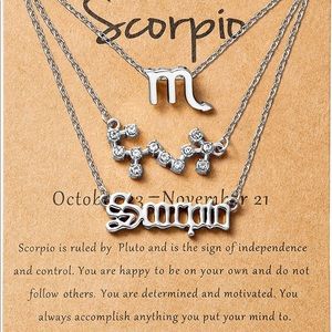 3pcs Scorpio zodiac sign necklace